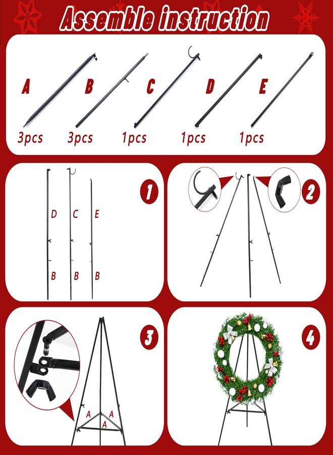 FULAIERGD 2 Pcs Christmas Metal Wreath Stand Holder - Detachable Wreath Holder for Cemetery, Wreath Easel for Wedding Flower Display Wreath Holder for Grave Gravestone Indoor,Outdoor Decorations - Image 5